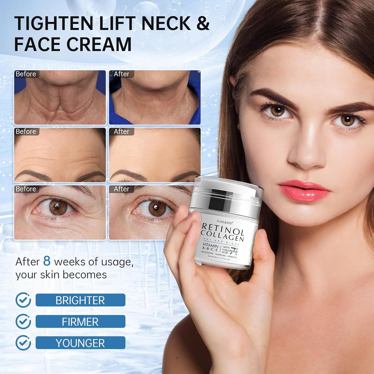 Night Cream Face Moisturizer with Retinol, Collagen, Niacinamide 10%, anti Wrinkle Face Cream, Made in USA, Retinol Cream for Face, anti Aging Face Cream, Face Moisturizer for Women, 1.7Oz